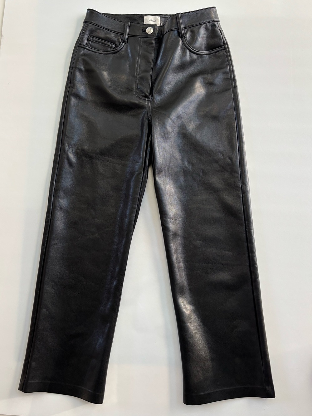 Wilfred / Aritzia Black Faux Leather Straight-Leg Jeans